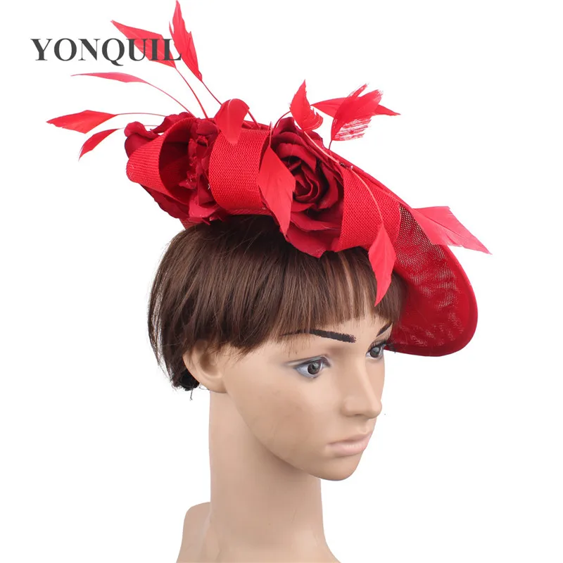 Beige Cocktailhut mit Blume Hochzeit Haarschmuck Kentucky Derby Fascinator Kopfbedeckung Hochwertiges Leinenimitat SYF666 – Detail 5
