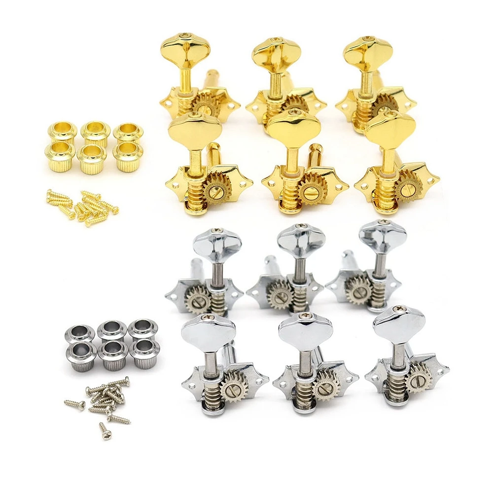 6 Left/Right Vintage Guitar Machine Heads Tuners Open Style Guitar Tuning Pegs for ST LP SQ Guitar Silver/Gold(Type 1)