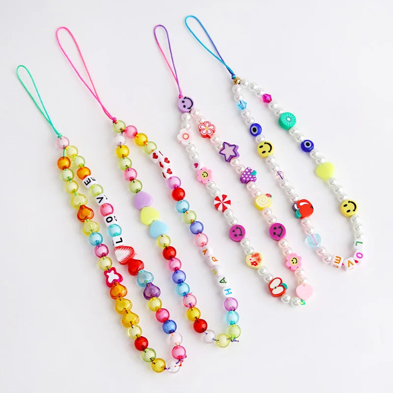 ORZTOON Boho Polymer Clay Mobile Phone Strap Women Colorful Star Letter Beads Phone Chain Fashion Jewelry 2021 New Party Gift