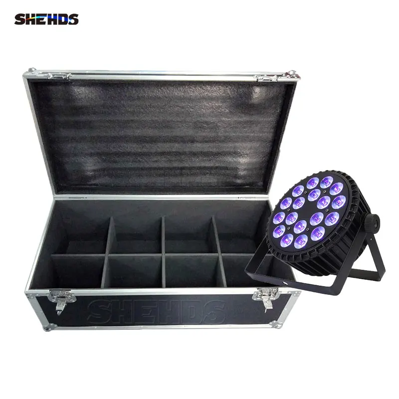 SHEHDS Flight Case with 4/6/8pcs 18x18W 6in1 Led Par Light 18x12W 4in1 DMX Stage DJ Disco Led Spotlight Nightclub Bar Activities