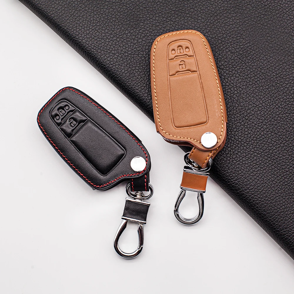 For Toyota C-HR CHR Rav4 Corolla Camry Avalon Land Cruiser Prado Prius 2018-2020 2 Button Carrying Leather Car Key Case Cover