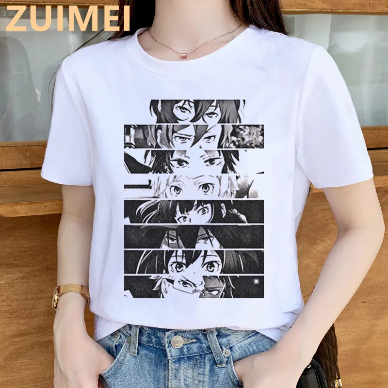 Bungou-T-shirt Stray Dogs Anime pour femme, haut à manches courtes, décontracté, imprimé drôle, Harajuku, O-UR basique, fille, drop sunshine