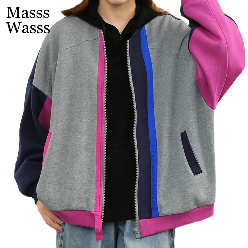 Masss Wasss Japan Design 2021 Autumn Harajuku Loose Jackets Womens Fitness Vintage Pockets Coats Casual Zippers Female Clothes