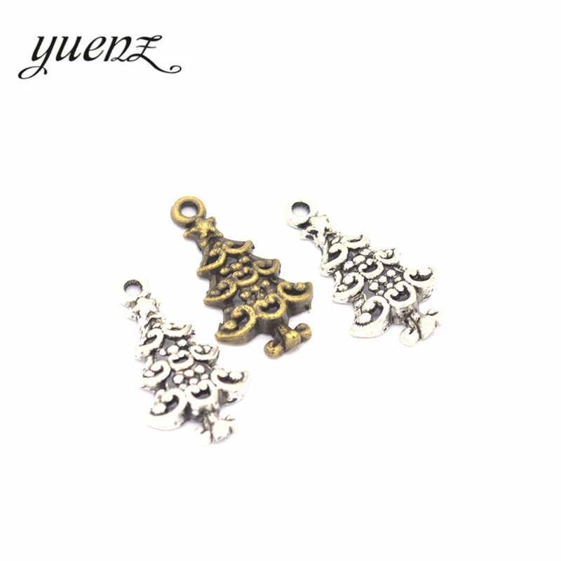 YuenZ 20pcs 3 Colors Antique silver color alloy Metal Christmas tree Charms for Jewelry Making Diy Handmade Jewelry  22*12mmQ210