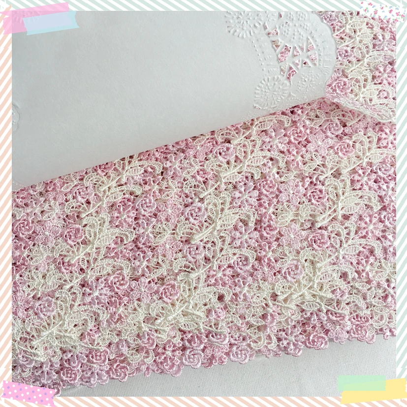 2yards/2.5cm Light pink Delicate Polyester Small Flowers Lace Trims Lace Ribbon DIY Baby Clothes Dress Accessories