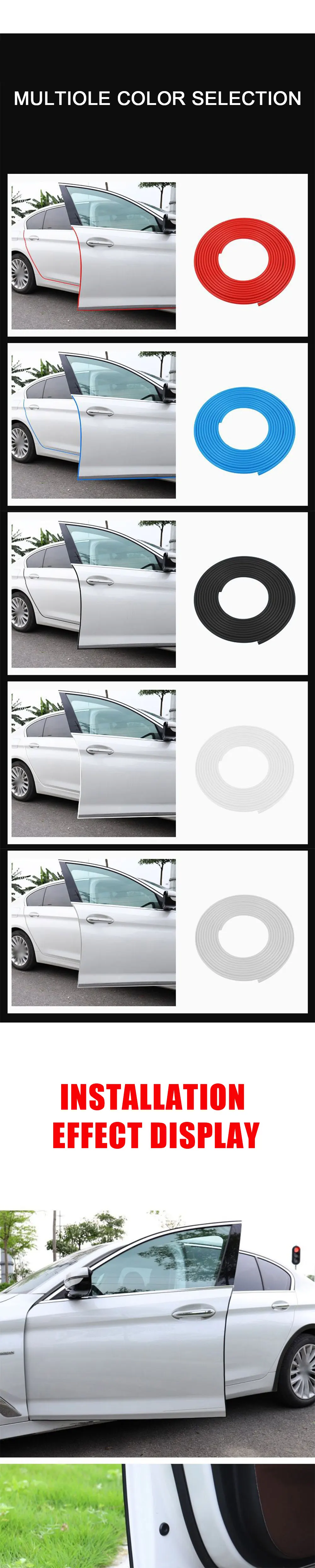 2/5/10M Car Door Protector U Type Universal Car Door Edge Guards Strip Rubber Moulding Sealing Scratch Protector Strip for Auto