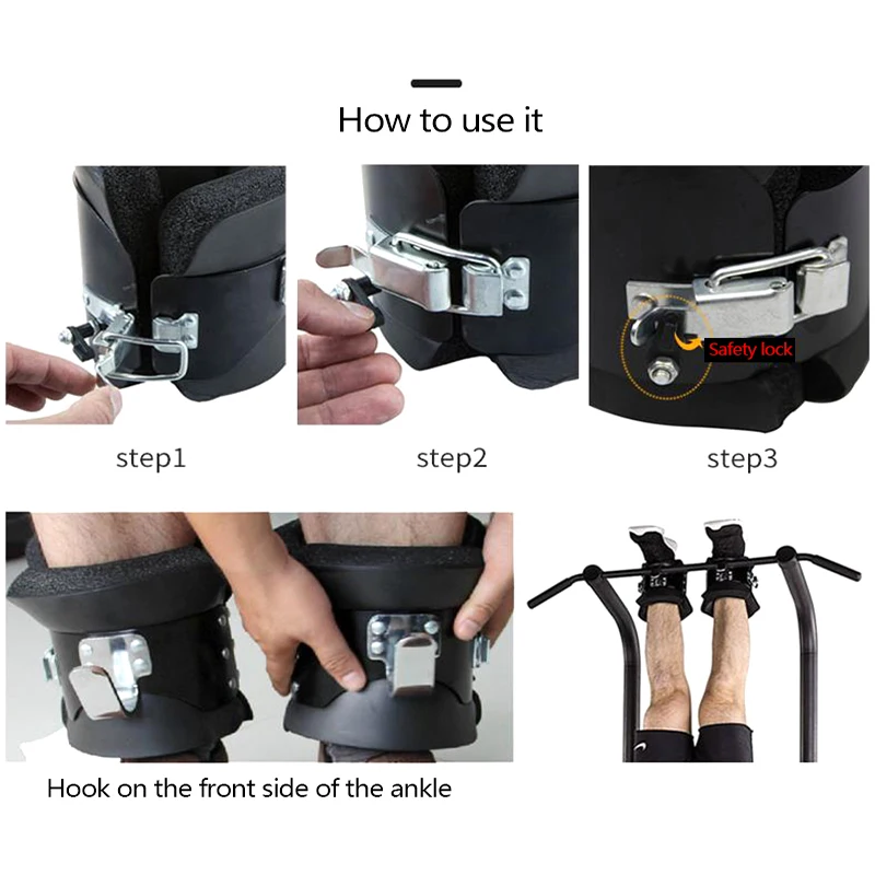 1 Pair Anti Gravity Inversion Boots Therapy Hang Spine Ab Chin Up Gym Hook Hanging Pull Up Bodybuilding Fitness Handstand Shoes