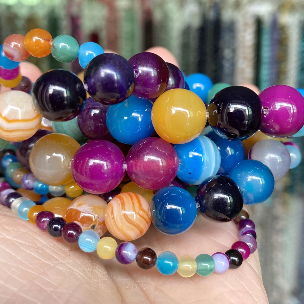 Natursteinperlen 4–10 mm Amethyste Lava Türkise Achate Jade Granat Quarzperlen für Schmuckherstellung DIY Armband Halskette
