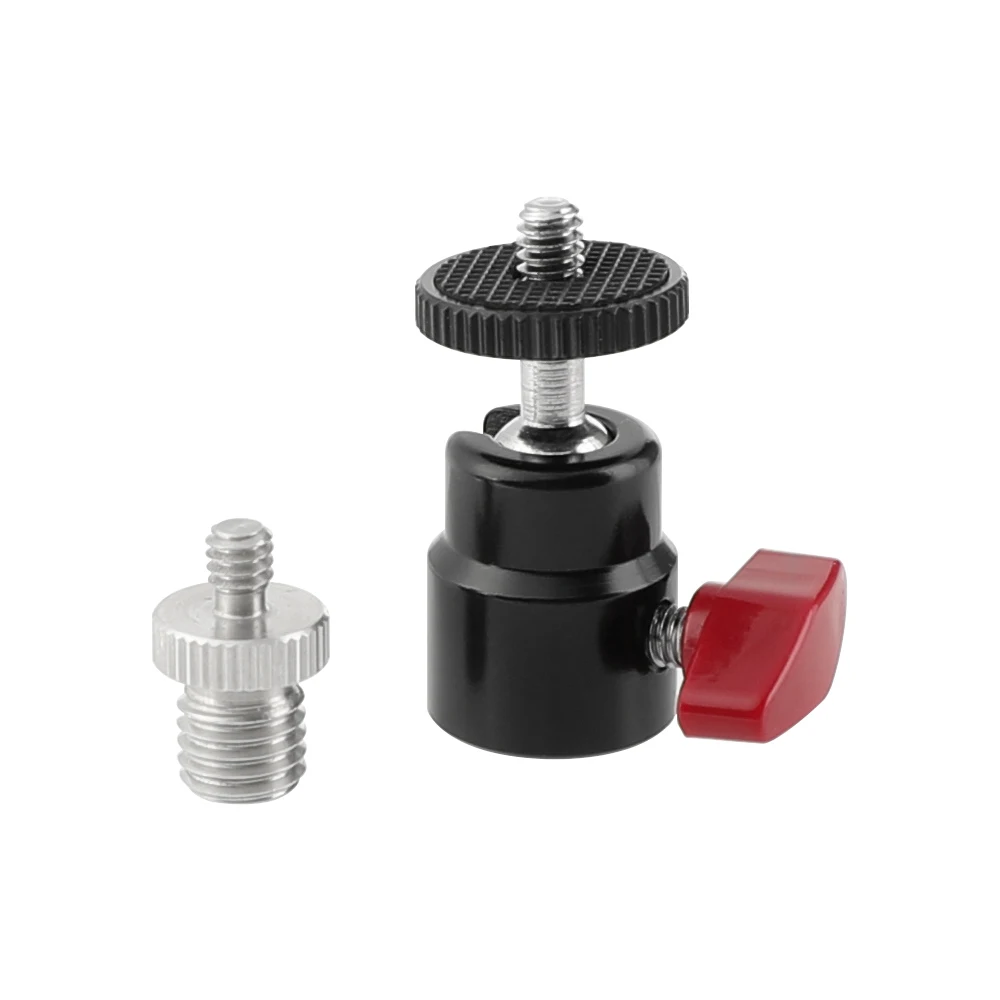 Kayulin Mini supporto per staffa Flash con testa a sfera con adattatore per vite a doppia estremità maschio da 1/4 "maschio a M12 per microfono Monitor fotocamera Dslr