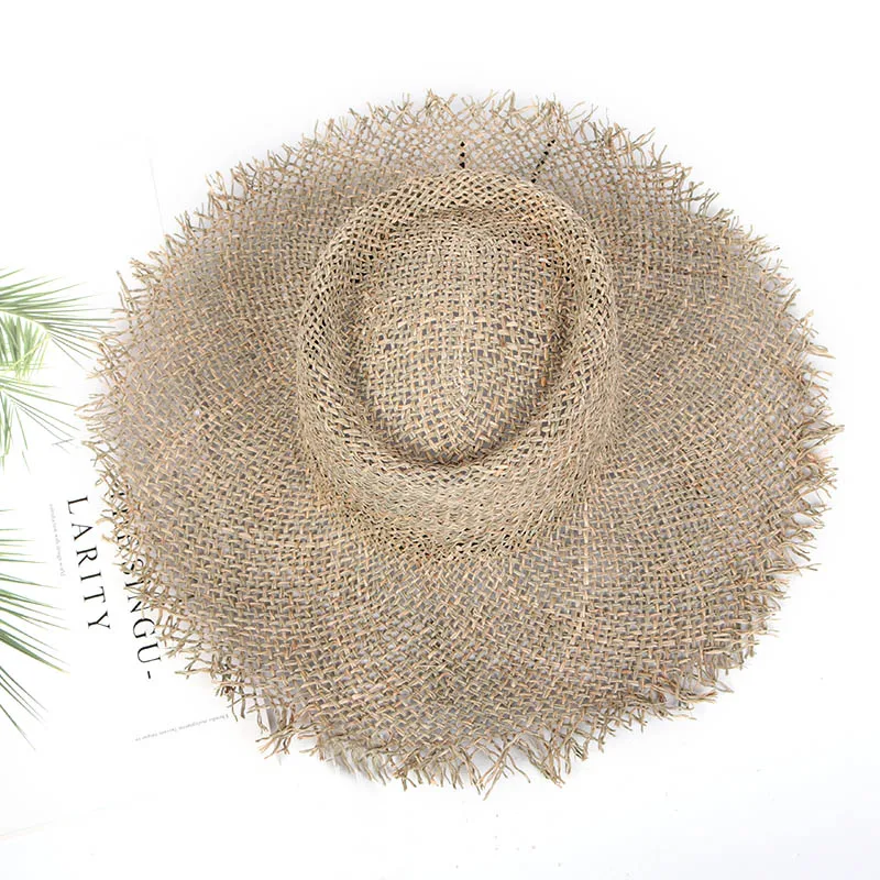 Natural Grasses 2024 Summer Straw Hat Women Beach Cap Visor Protection Sun Hats Wide Brim Sunhat Chapeau Femme Dropshipping