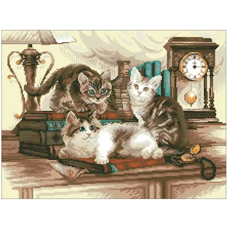

Three kittens animals patterns Counted Cross Stitch 11CT 14CT DIY Chinese Cross Stitch Kits Embroidery Needlework Sets
