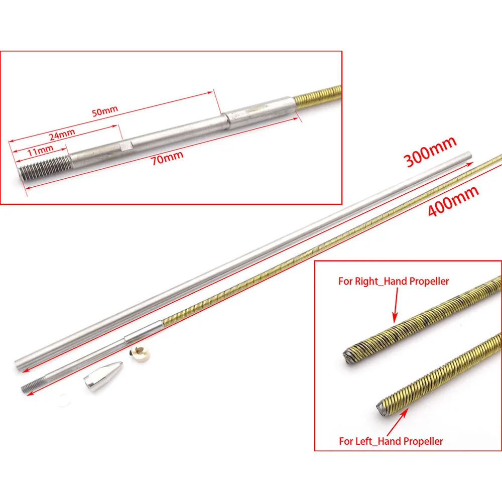 RC Boot Flexibele As – 4 Mm – 350 Mm – CW/CCW – Set Met Koperen Buis, Aandrijfhond, Pakking En Kogelkop – Voor Modelboten