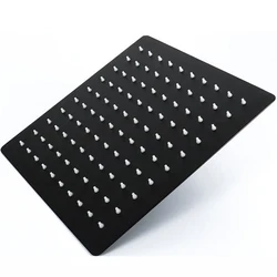 Matte Black Rainfall Shower Head 304 Stainless Steel Top Bathroom Shower 10 Inch Square Without Arm