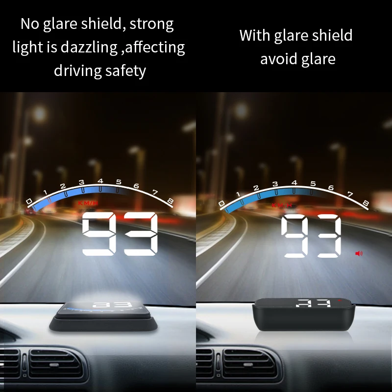 AD M6S HUD سيارة رئيس يصل عرض إلكترونيات السيارات KM/h MPH Obd السرعة الزائدة إنذار الأمن الزجاج الأمامي العارض عرض سيارة RPM متر
