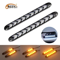 OKEEN 2pcs impermeabile Led per auto Switchback LED luce diurna faro DRL lampada dinamica sequenziale indicatore di direzione luci di marcia diurna