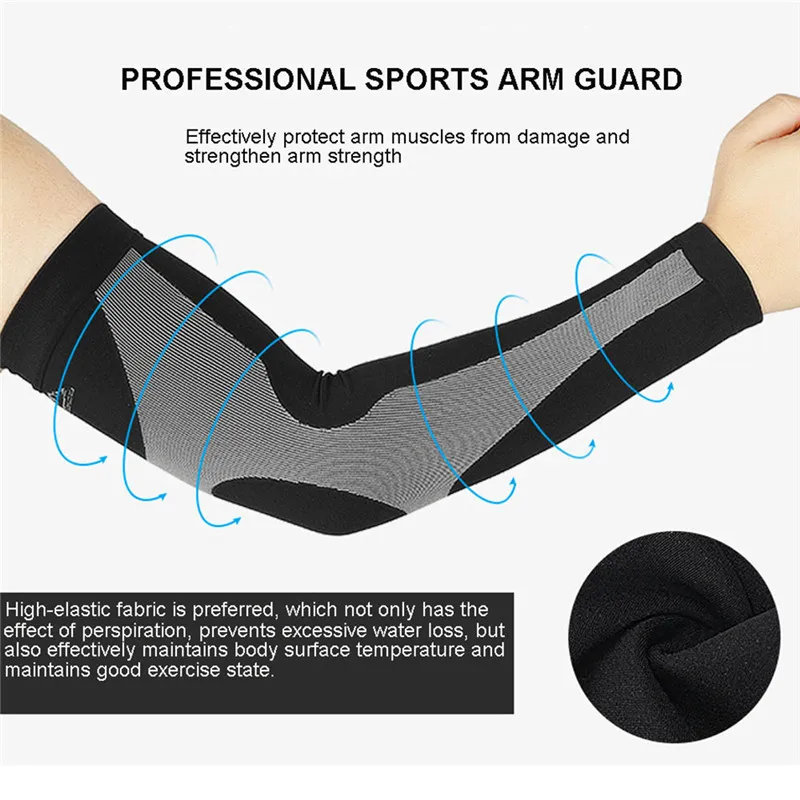 2Pcs Sport Compression Arm Sleeves Summer Ice Silk Anti-UV Arm Guard Breathable Outdoor Cycling Basketball Fitness Arm Warmer