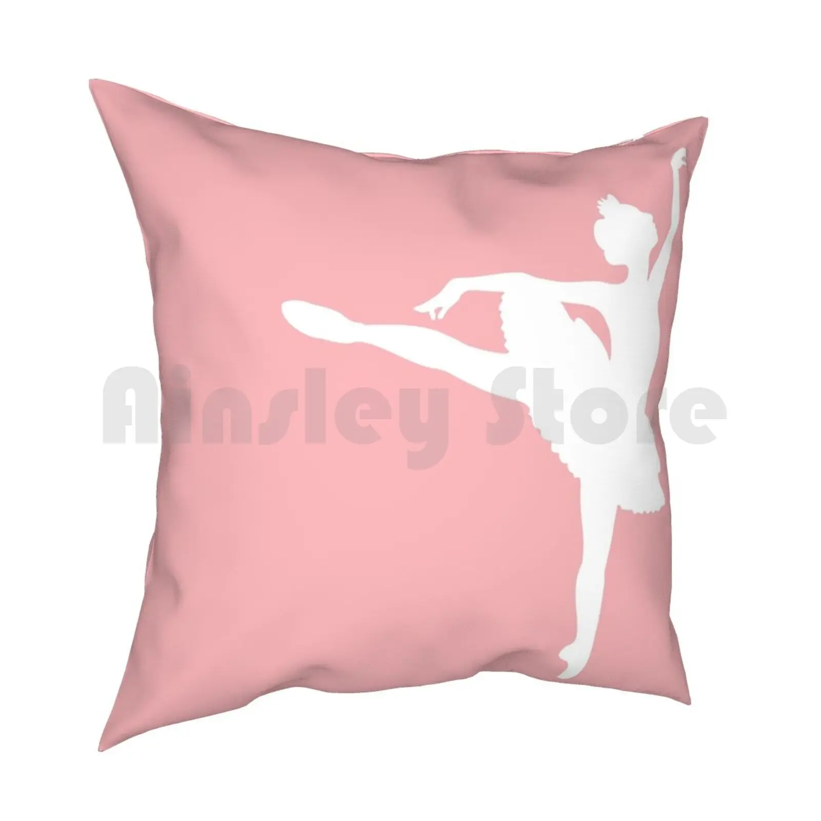 Simple Ballerina ( White On Pink ) Pillow Case Printed Home Soft Throw Pillow Pink Teen White Ballet Dance Ballerina