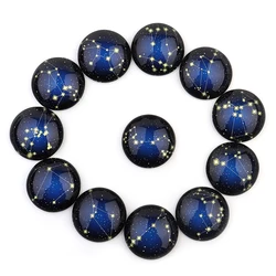 10Pcs 10/12/14/18/20/25mm Constellation Round Glass Cabochon Flatback Dome for DIY Jewelry Making Findings Component Zodiac Sign