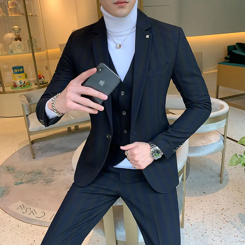 3piece Men Suit Fashion 2019 Plus Size Autumn Wedding Suits For Men Slim Fit Casual Groom Tuxedo Young Man Formal Wear 5XL-S Hot