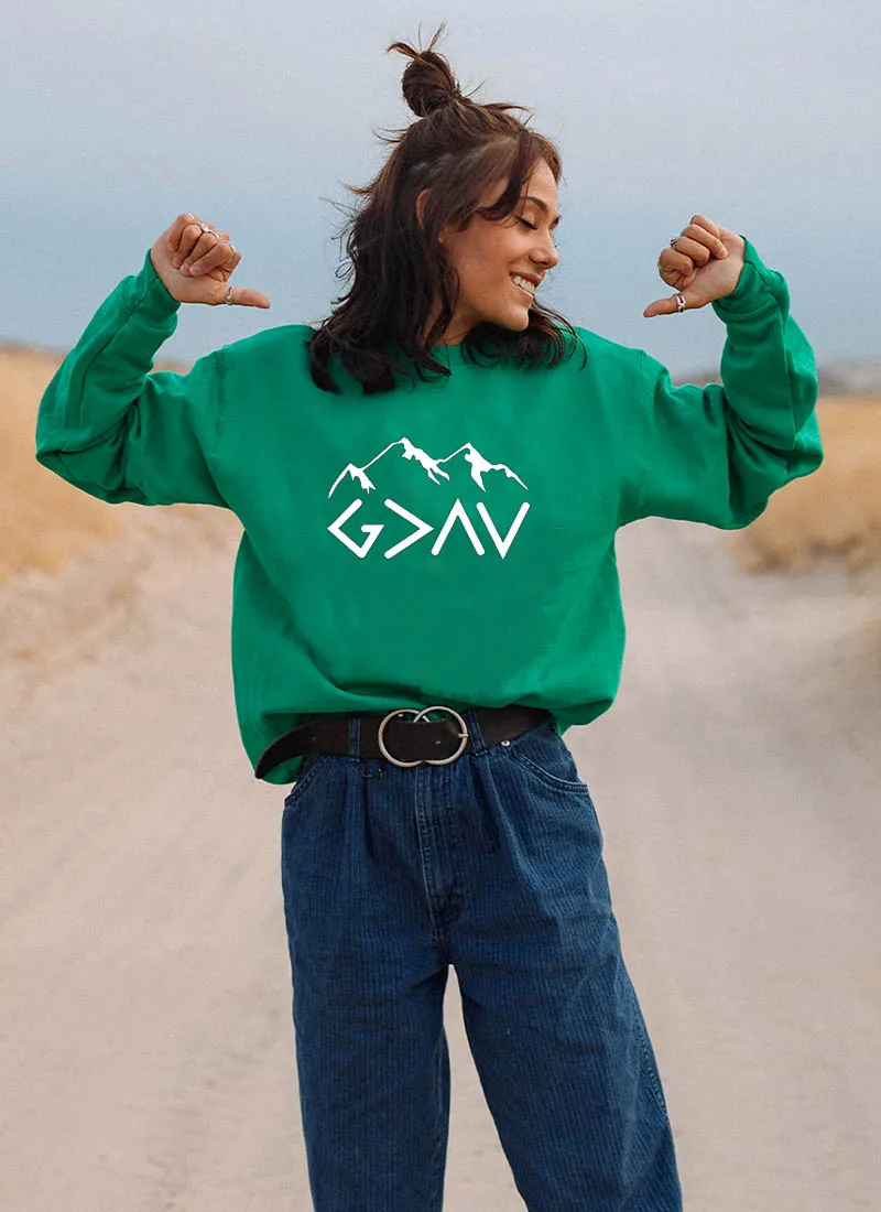 

Sweatshirt God Is Greater Than My Highs And Lows New Arrival Funny Casual 100%Cotton Faith Tops Inspirational Mountains Clothes