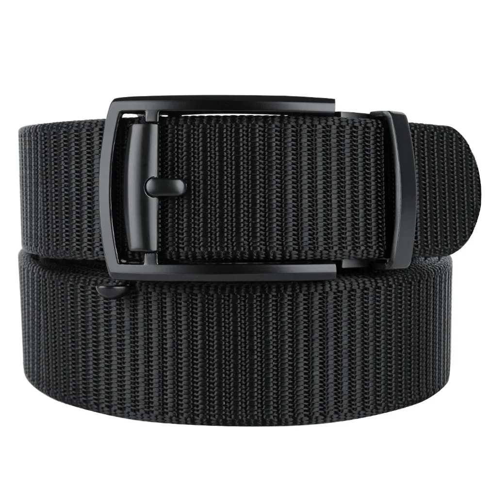 Drizzte Mens Belt Tactical Ratchet Automatic Slide Buckle Duty Nylon No Holes Cut To Fit All Size Black Grey