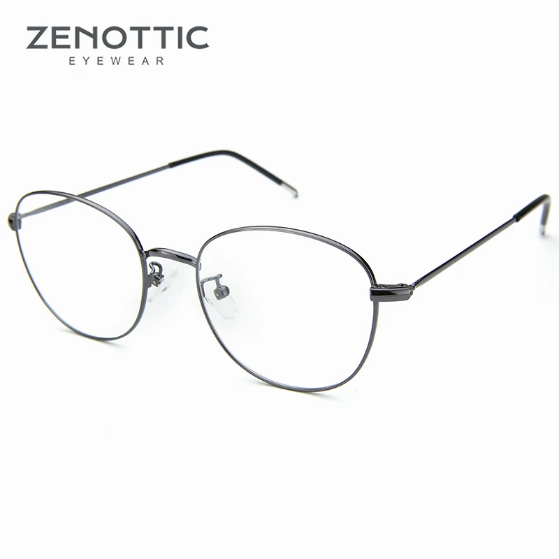 

ZENOTTIC Titanium Alloy Round Glasses Frames For Men Women No-Prescription Clear Len Women Computer Eyewear Frames