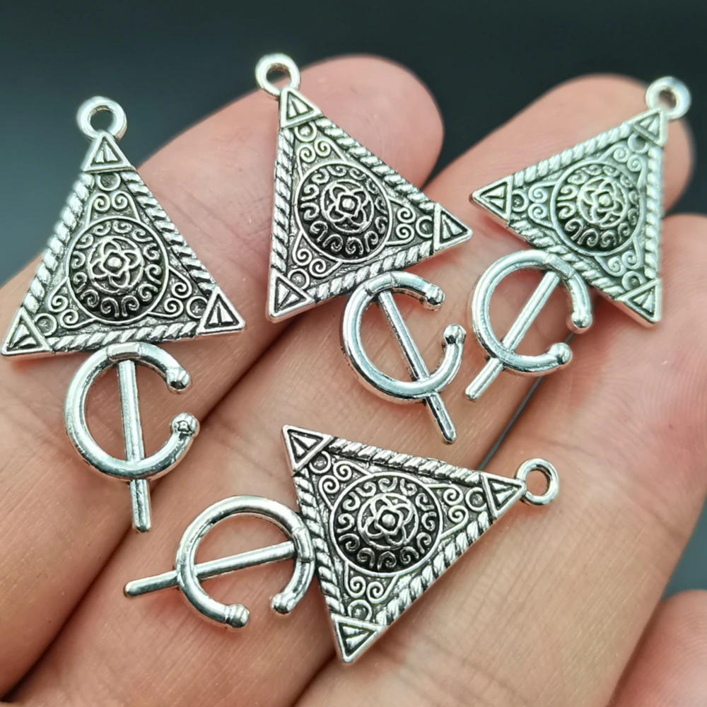 Antiquing 10pcs Geometry Charm Pendants Earring Accessories Triangle Charms For Jewelry Making