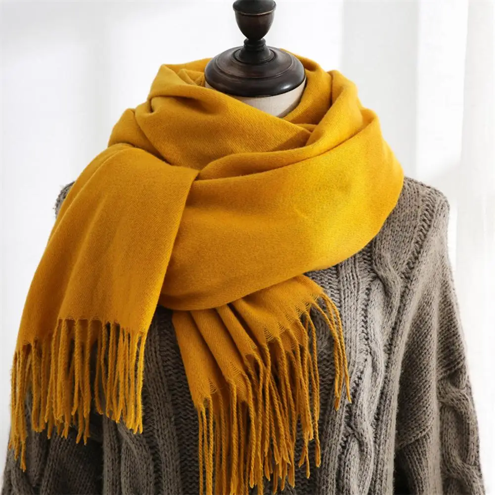 2021 Winter Women Scarf Solid Color Good Warmth Retention Lightweight Japanese Korean Style Mid-length Shawl