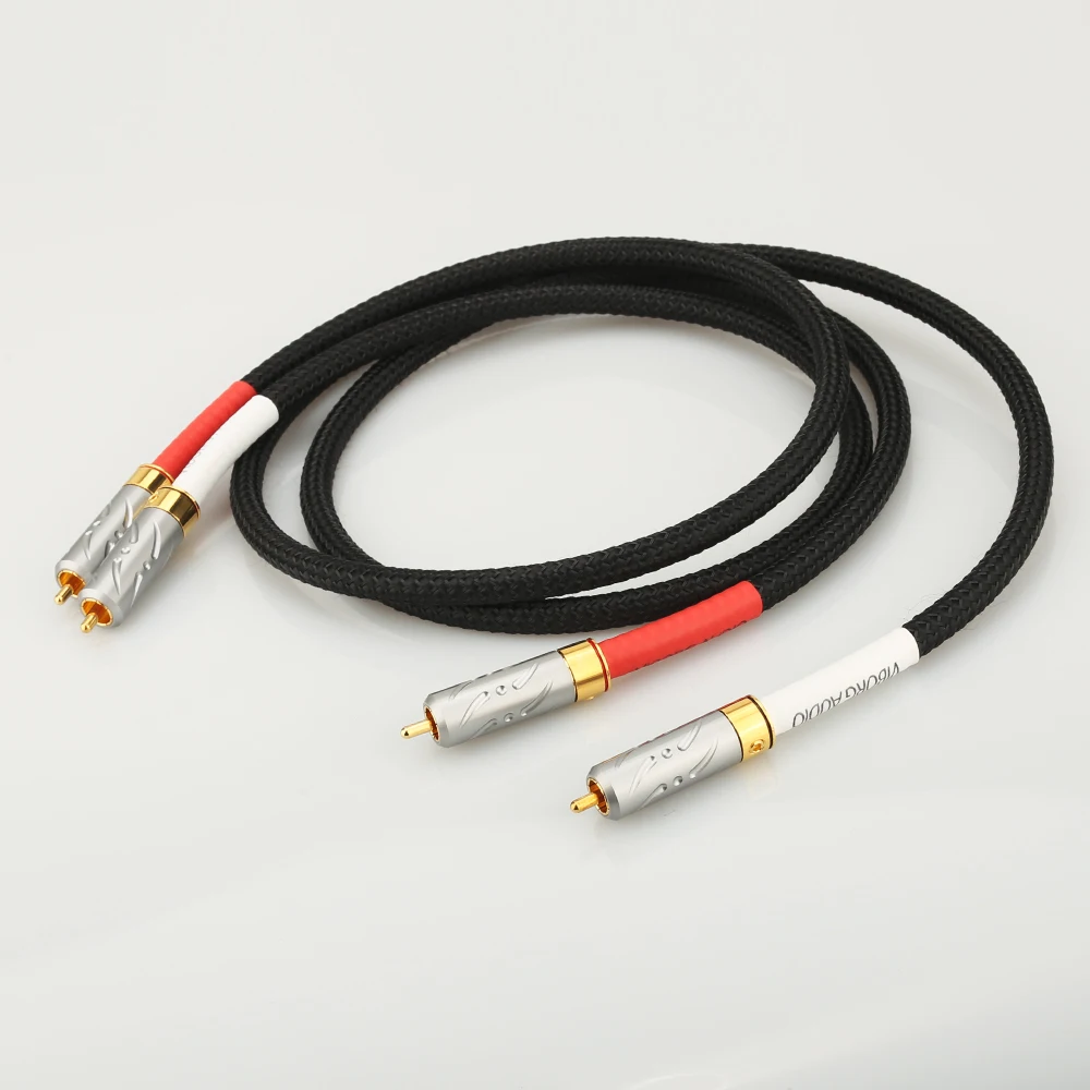 คู่ Hi-End Viborg 09G-801 4N หลาย Oxygen Bar ทองแดงบริสุทธิ์ Interconect สายเดียวลวดทองแดงบริสุทธิ์ RCA Plug