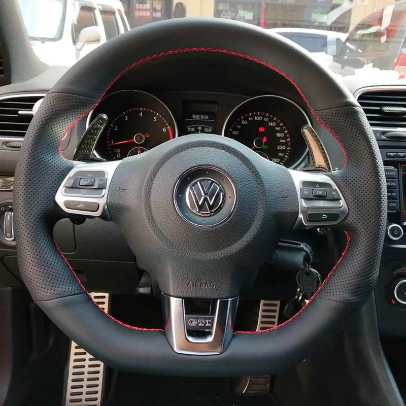 For Volkswagen 13 Scirocco Rl 6th generation GTI Golf 7.5 Lamando gts leather hand-sewn steering wheel cover auto parts