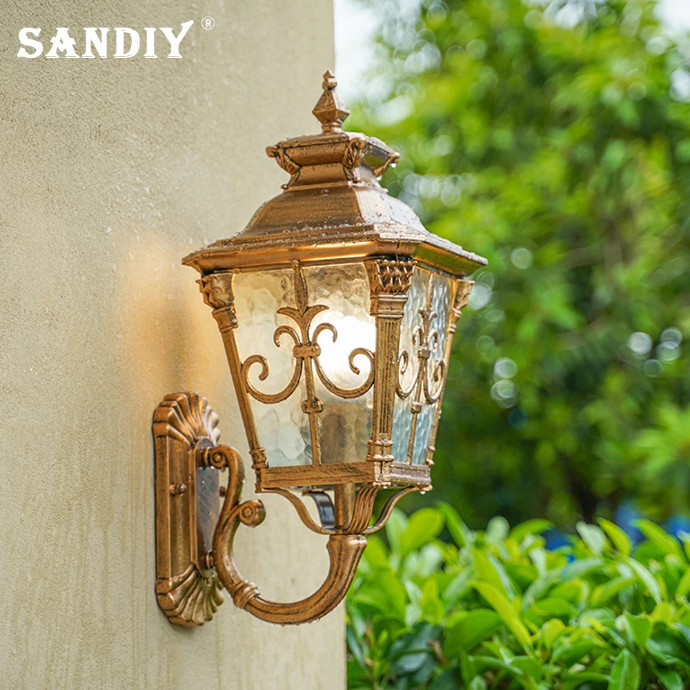 SANDIY-Applique Murale Vintage en Bronze, Conforme à la Norme IP65, Éclairage d'Extérieur Rétro, Idéal pour un Jardin, une Villa, une Cour ou une Porte, E26