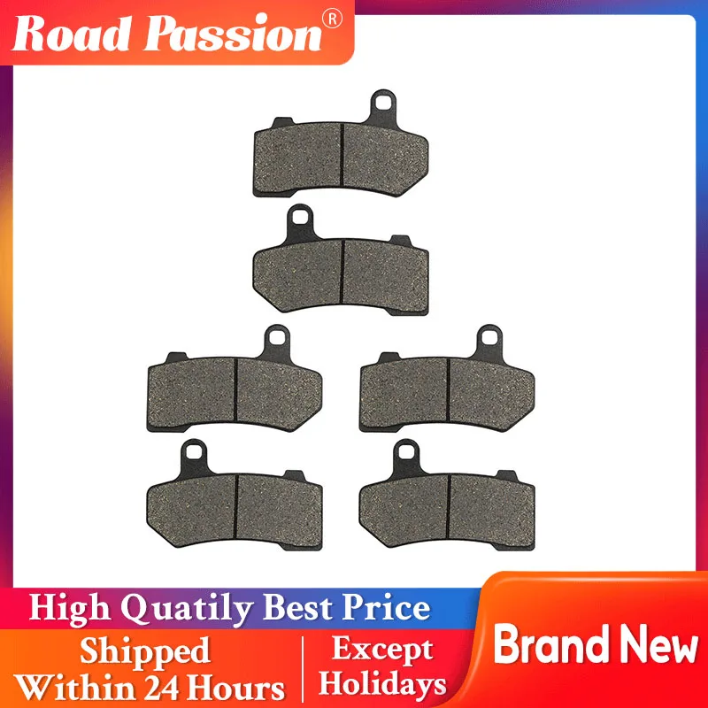 Road Passion Motorcycle Front and Rear Brake Pads For HARLEY Touring Series FLHR FLTR FLHT VRSCA VRSCB V-Rod VRSC VRSCD