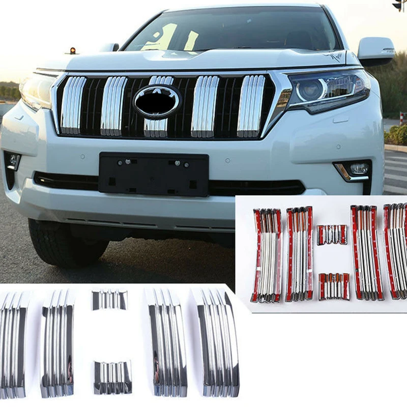 For Toyota Land Cruiser Prado 150 2018 2019  J150 LC150 ABS Chrome Front Grille Trim Cover Car-Styling Accessories 2020 2021