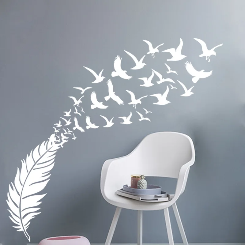 

Delicate Feather Bird Decorative Vinyl Wall Stickers Bedroom Decor Decals Sticker For Kids Room Decoration Wallstickers