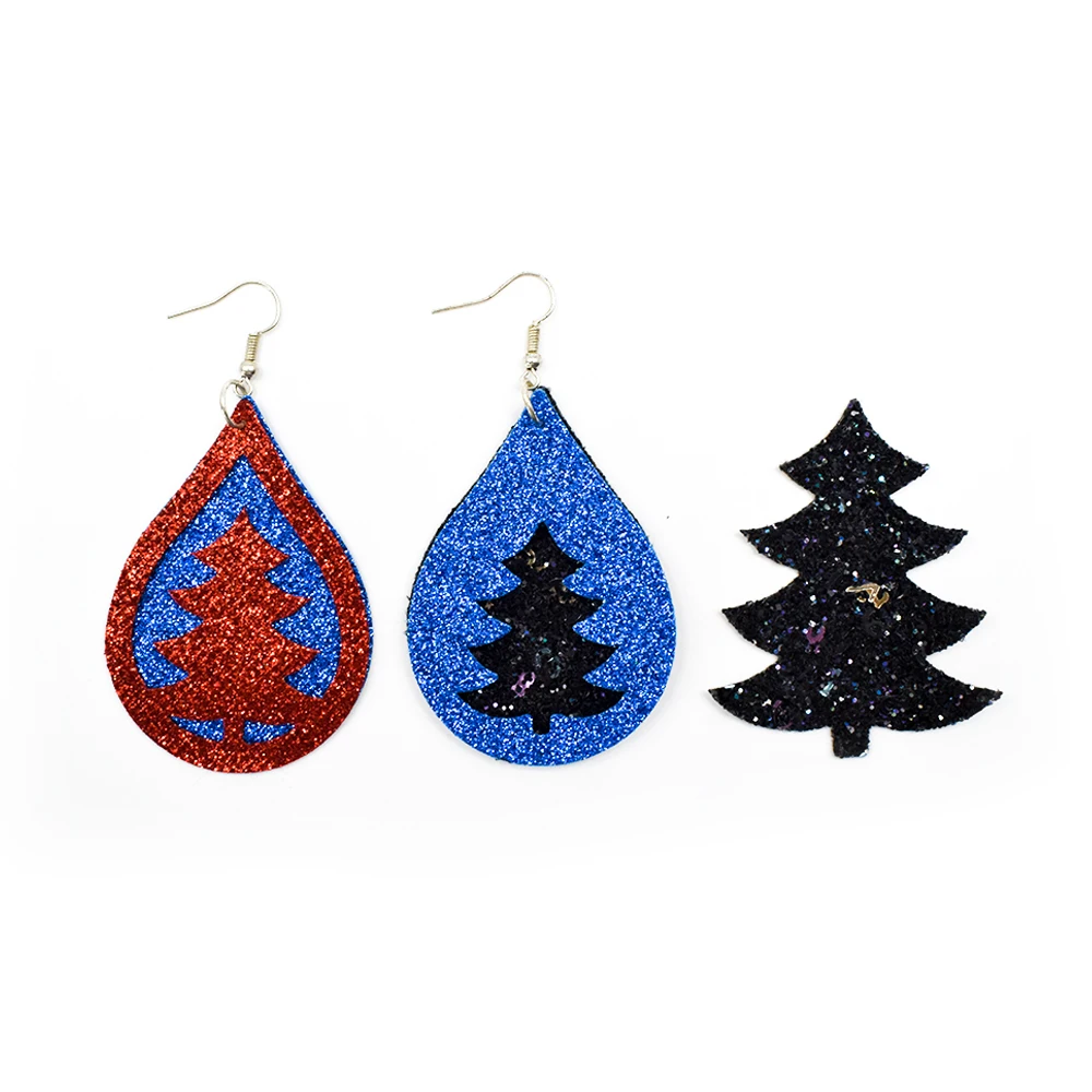 أقراط شجرة عيد الميلاد محلية الصنع، سكرابوكينغ خشبية مقطوعة بالقالب، أدوات جلدية مصنوعة يدويًا لآلات النار الكبيرة، جديد! #2