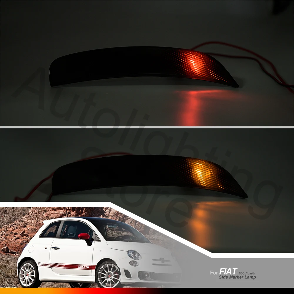 4PCS For Fiat 500 Abarth Turbo Front/Rear Led Side Marker Lights Fender Turn Signal Indicator 2012 2013 2014 2015 2016 2018 2020