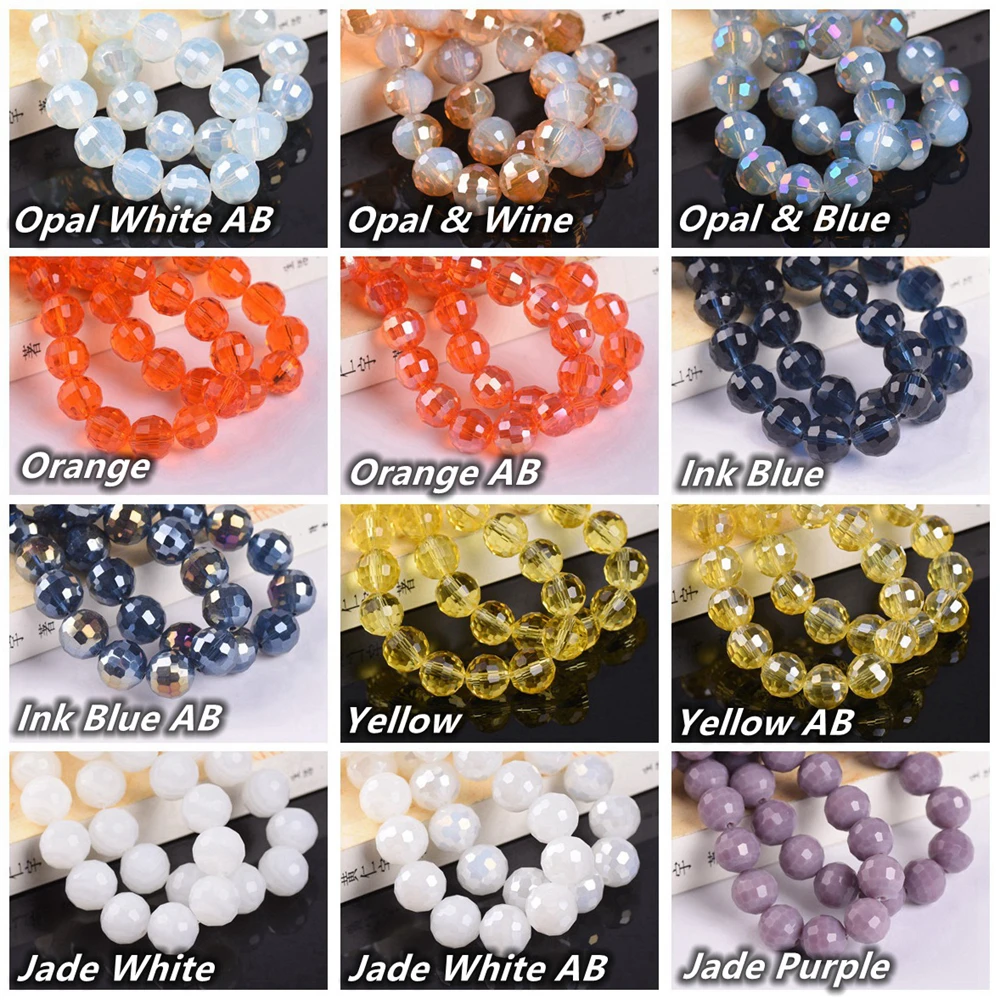 Round 96 Facets Cut Disco Ball 6mm 8mm 10mm 12mm Crystal Glass Loose Spacer Beads Lot Colors For Jewelry Making DIY