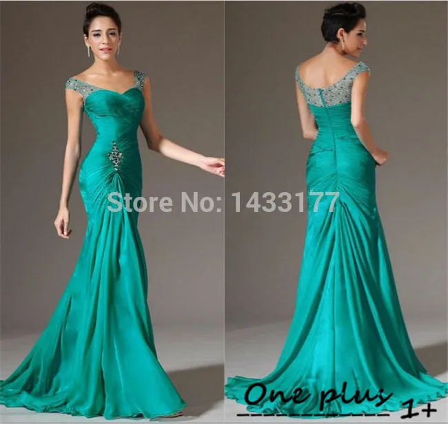 Vestido largo de gasa con lentejuelas y cuentas para mujer, traje de fiesta de sirena, color verde, elegante, personalizado, con envío gratis, novedad de 2018