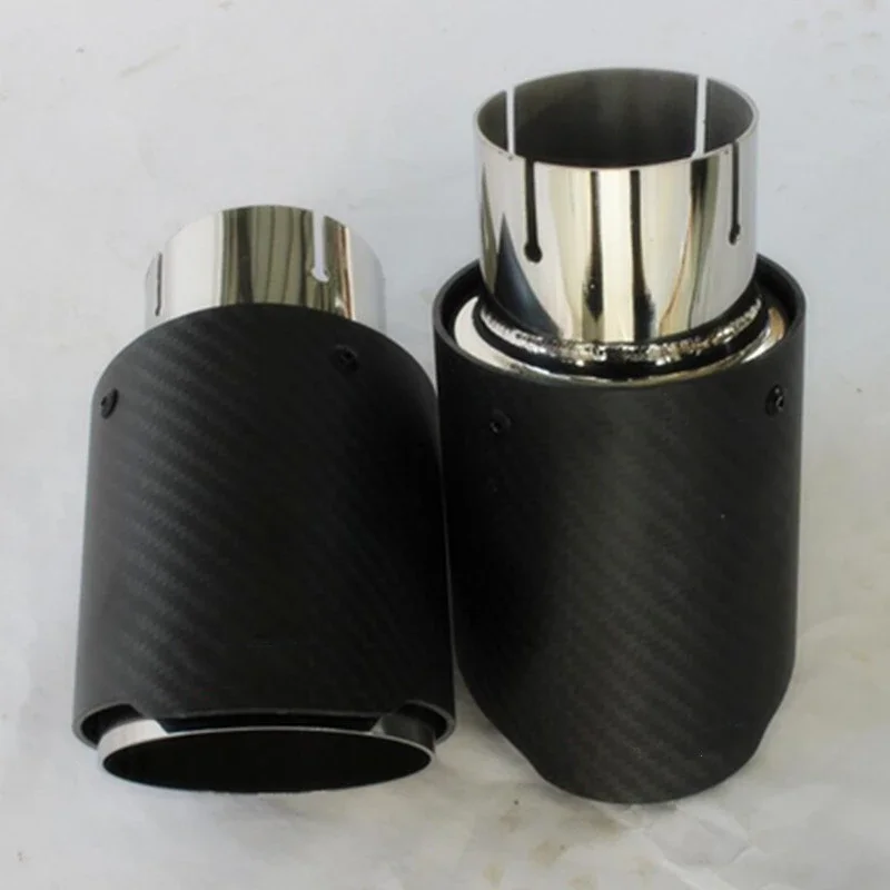 Carantly Abgasanlagen matte Carbon Muffler Tip Tail End Universal-Edelstahl stee Gerade Flansch Sandstrahlen Für Akrapovic