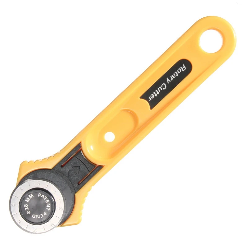 ผู้ใหญ่สีเหลือง Roller CUTTER ใบมีดวงกลมผ้าตัดเครื่องตัดสแตนเลส 28 มม.Quilting เครื่องมืออุปกรณ์