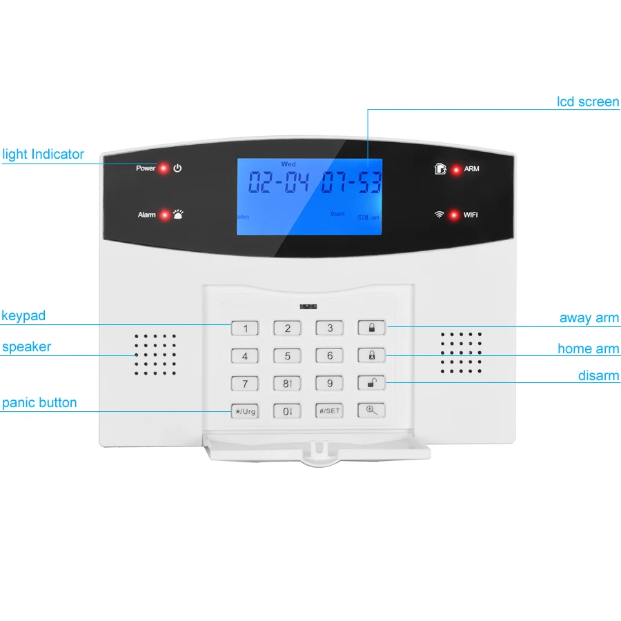 AAA + WIFI Draadloos Draad GSM Alarmsysteem Met Bewegingssensor Rookmelder Voor Tuya Smart Life APP Werkt Alexa