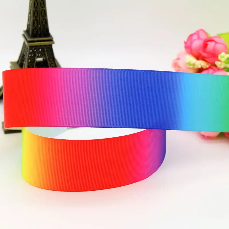 DHK 5 metri colori sfumati arcobaleno 4 dimensioni stampato nastro del grosgrain copricapo fiocco per capelli decorazione del partito fai da te