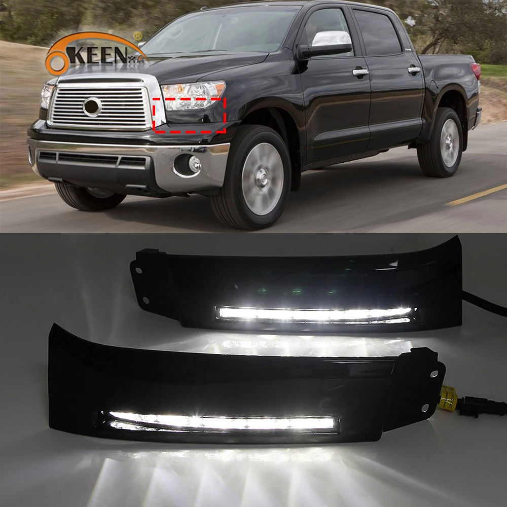 

OKEEN 2pcs 12V Car LED Daytime Running Light for Toyota Tundra Sequoia 2007 2008 2009 2010 2011 2012 2013 DRL White Fog Lamps