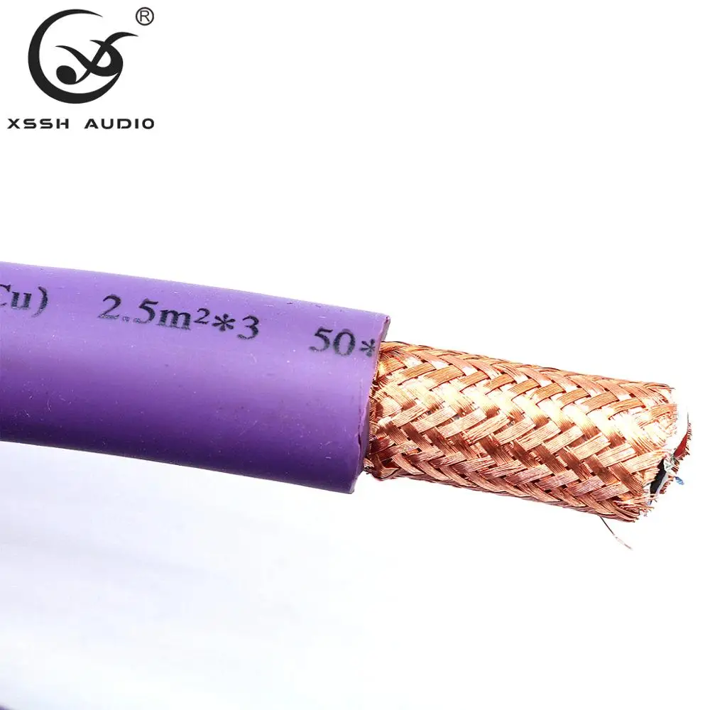 Línea de Cable de altavoz XSSH OEM, reproductor de hi-fi CD, amplificador de Audio y vídeo de 13mm, 3x2,5 ㎡ OFC, Cables de alimentación de extensión de cobre puro