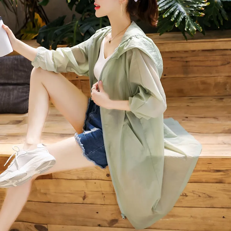 Plus Size Hooded Sun Protection Clothing Summer Clothes 2026 New Trendy Womens Korean Sunscreen Women Jacket UV Thin Coat Girl