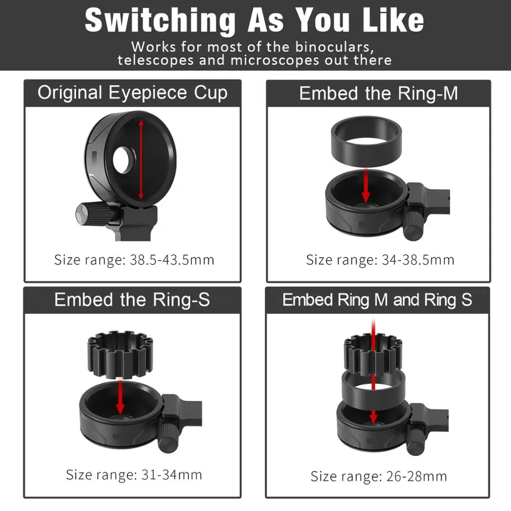 Upgrade Universal Cell Phone Adapter Bracket Clip Mount Soft Rubber Material for Binocular Monocular Spotting Scope Telescope