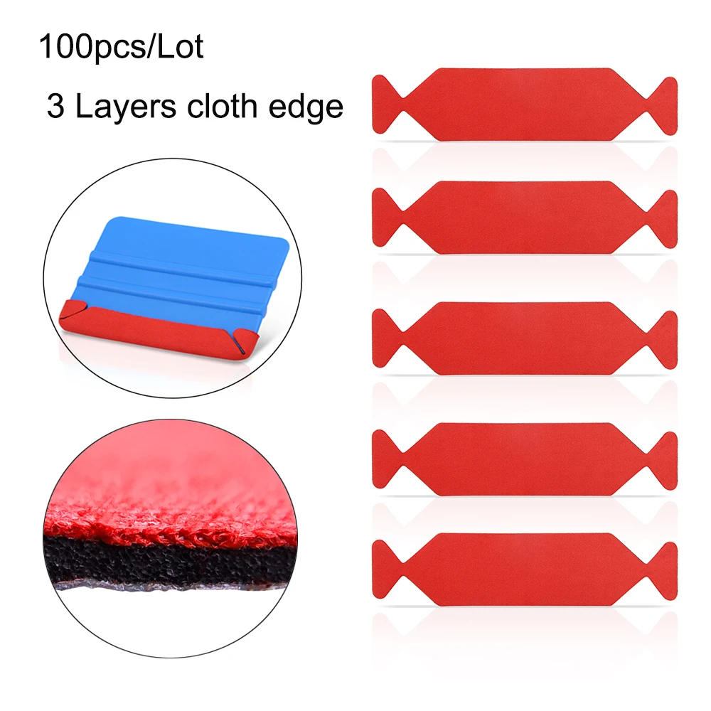 

FOSHIO 10/100PCS 3-Layer Fabric Felt Cloth For Car Squeegee Scraper Vinyl Film Wrap Window Tint Tool Anti-Scratch Edge Protector