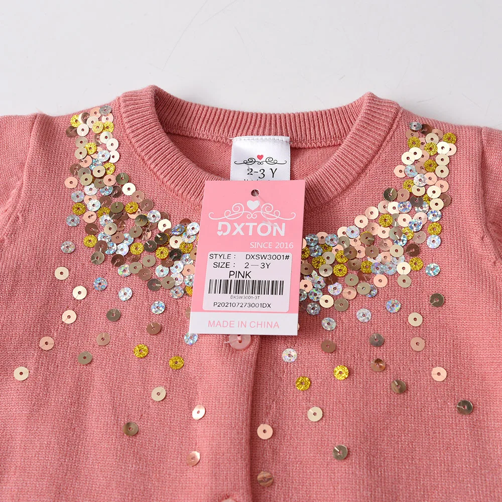 DXTON Girls Cardigan Sweater Spring Autumn Children Knitted Kids Sweater Long Sleeve Toddler Knitwear Girl Cardigan Sweater Coat