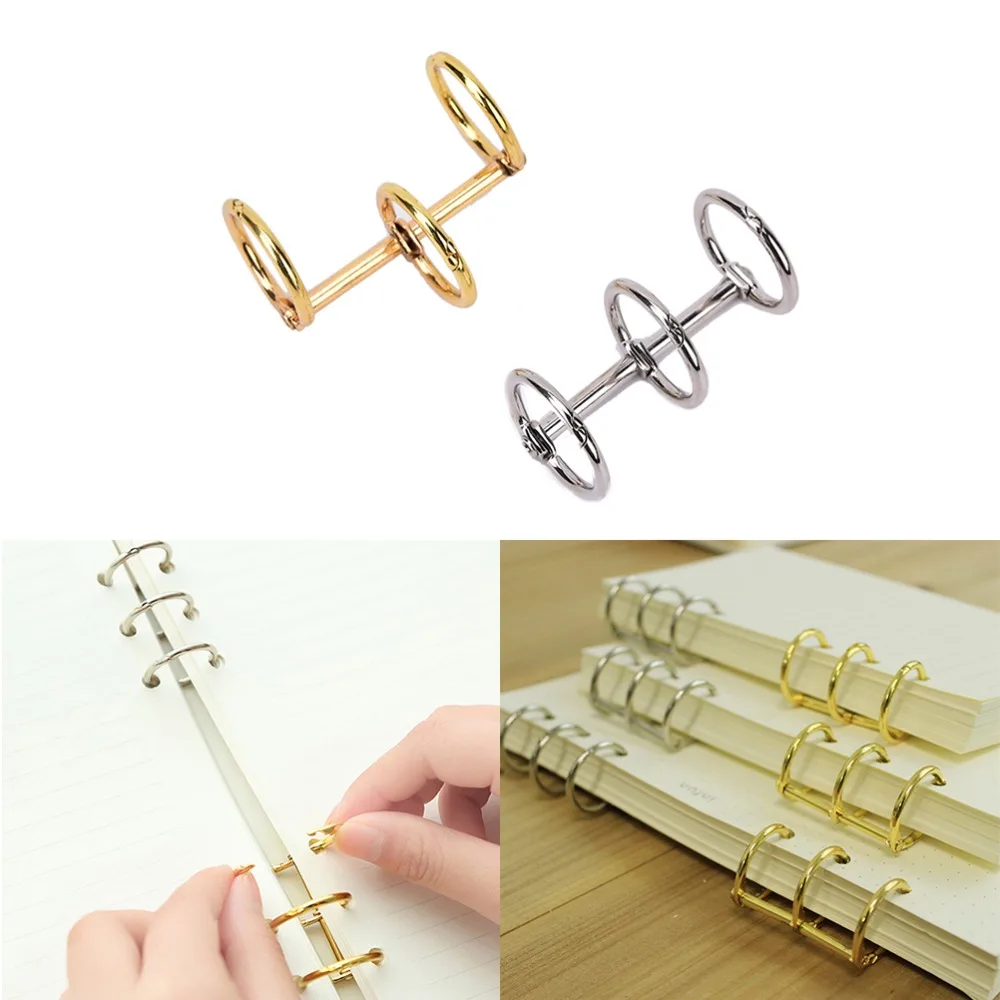 3-Ring gold silver loose-leaf Metal Split Hinged Rings Scrapbooking Binder Album Calendar Notebook Loose Practical Leaf Binder