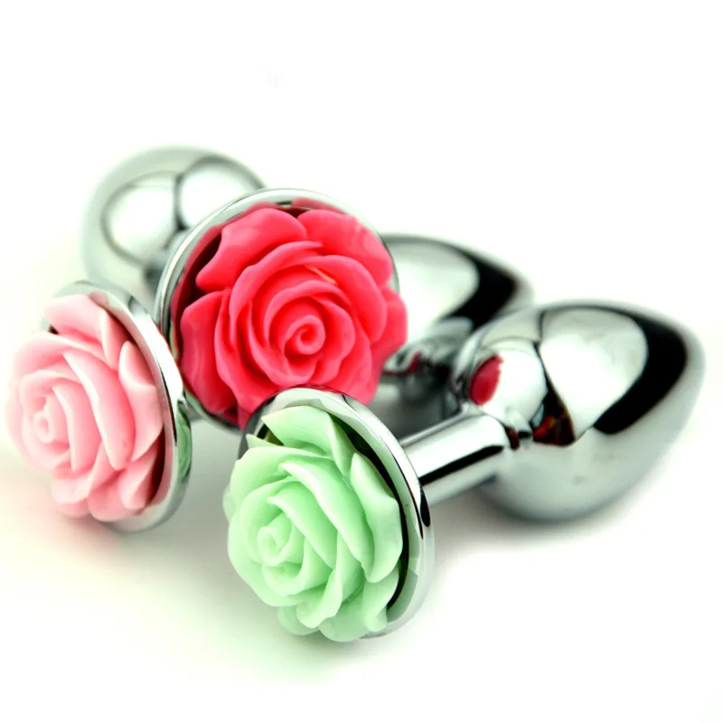 Rose Flower Anal Plug para homens e mulheres, Masturbador, Adult Sex Goods, Stainless Steel Butt Toys, Adults Products